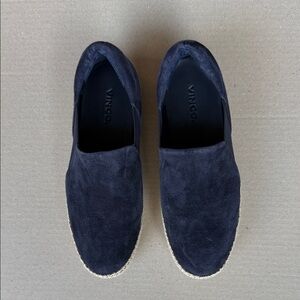 Vince Navy Suede Slip-On Loafers